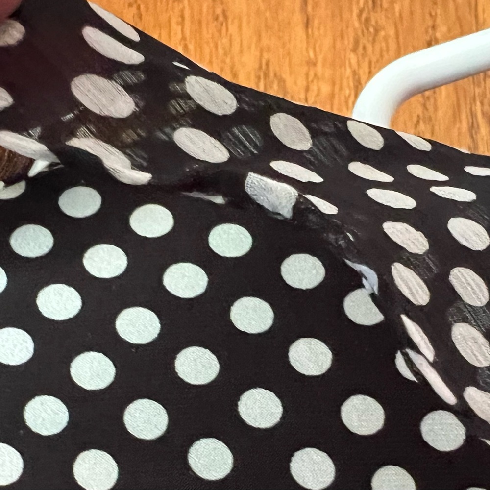 Tommy Hilfiger Womens Black Chiffon Polka Dot Wrap Tie 12 3/4 Sleeve EUC - Picture 7 of 8